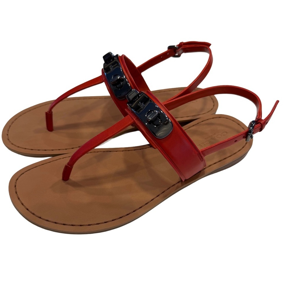 Coach Gracie Swagger Thong Sandals Burnt Orange Size 6.5 B New In Box - Picture 4 of 14